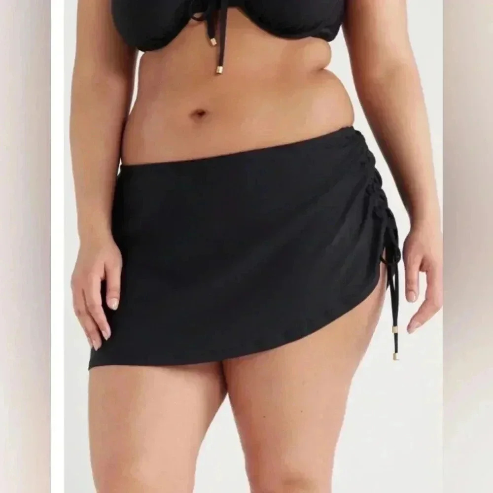 🆕 Time and Tru Women's Plus Solid Adjustable Swim Skirt 3X🆕